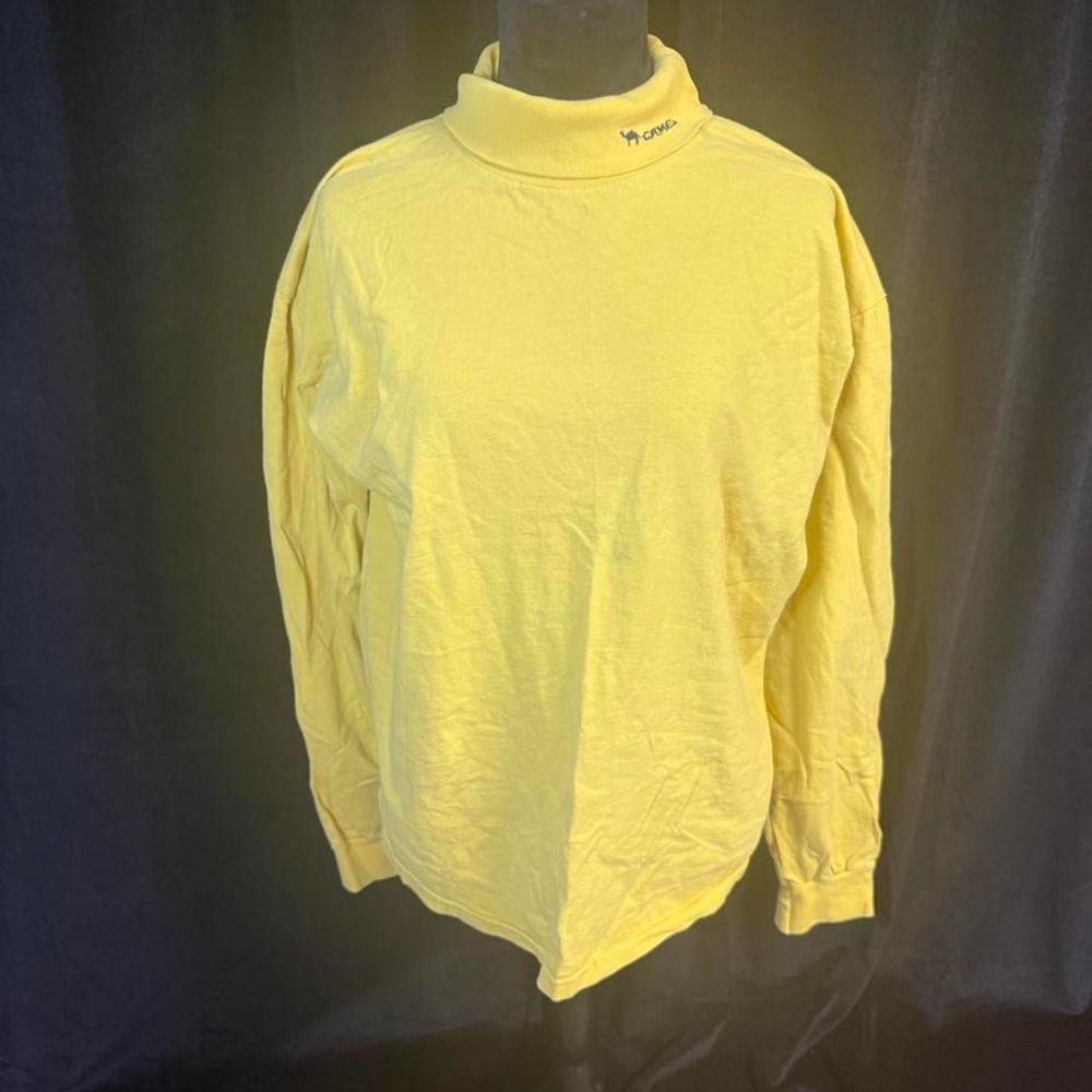 Vintage Joe Camel Turtleneck Shirt Yellow Long Sleeve 90s Tobacco Promo XL